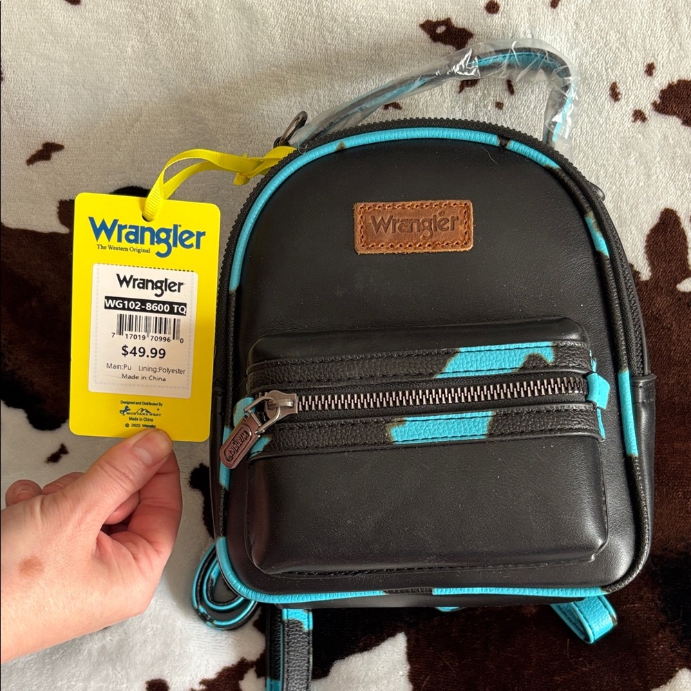 Wrangler Black and Turquoise Accent Mini Backpack